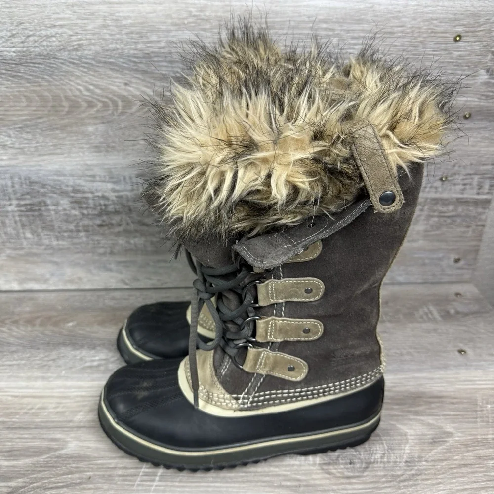 Sorel Joan Of Arctic Tall Womens Sz 6 Brown Waterproof Fur Snow Boot NL1540-051‎ - Picture 5 of 9